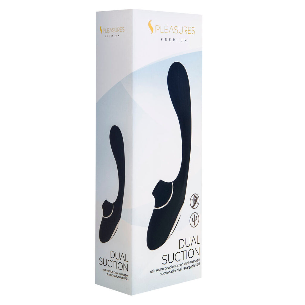Succionador de clítoris S Pleasures Dual Suction negro, diseño elegante y silencioso, con tecnología de succión avanzada y materiales seguros para una estimulación precisa y placentera.