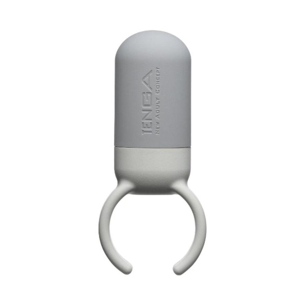  Anillo vibrador Tenga Gris para el pene, con vibración integrada, fabricado en TPE suave y flexible, ideal para mejorar la erección