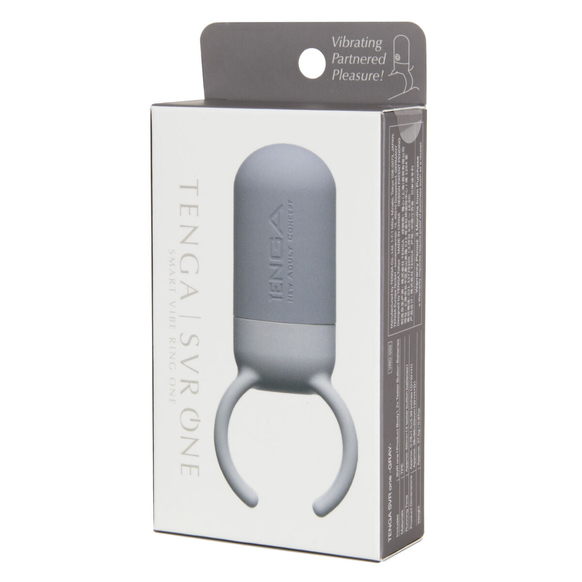  Anillo vibrador Tenga Gris para el pene, con vibración integrada, fabricado en TPE suave y flexible, ideal para mejorar la erección