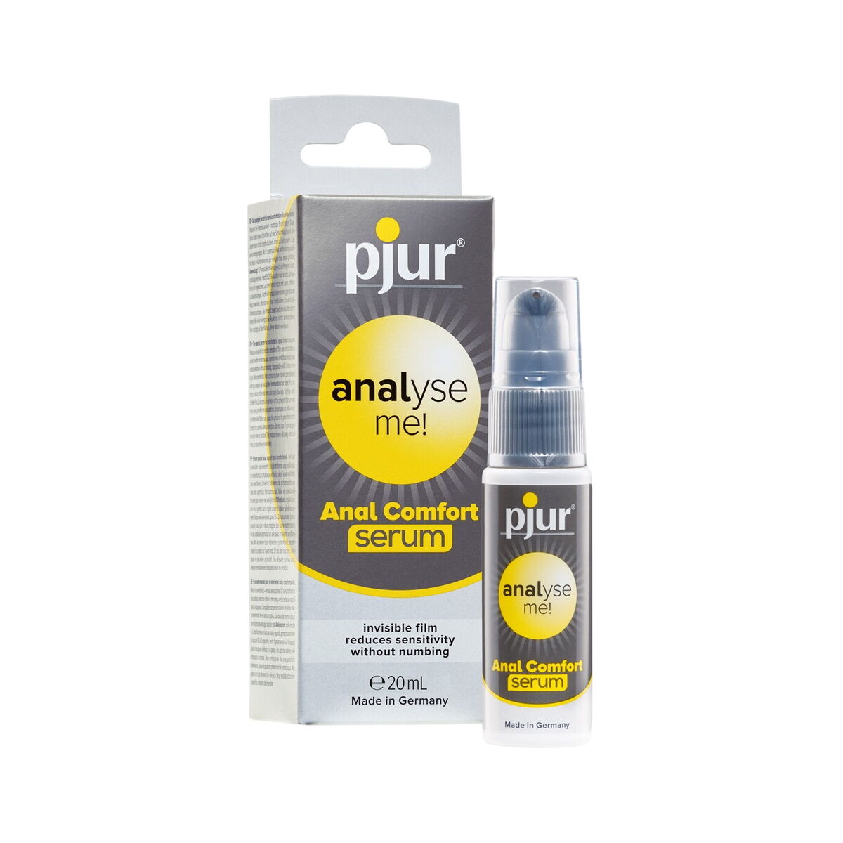 Lubricante anal Comfort Serum Pjur, textura sedosa, ingredientes de alta calidad y fórmula segura para una experiencia íntima suave y placentera.